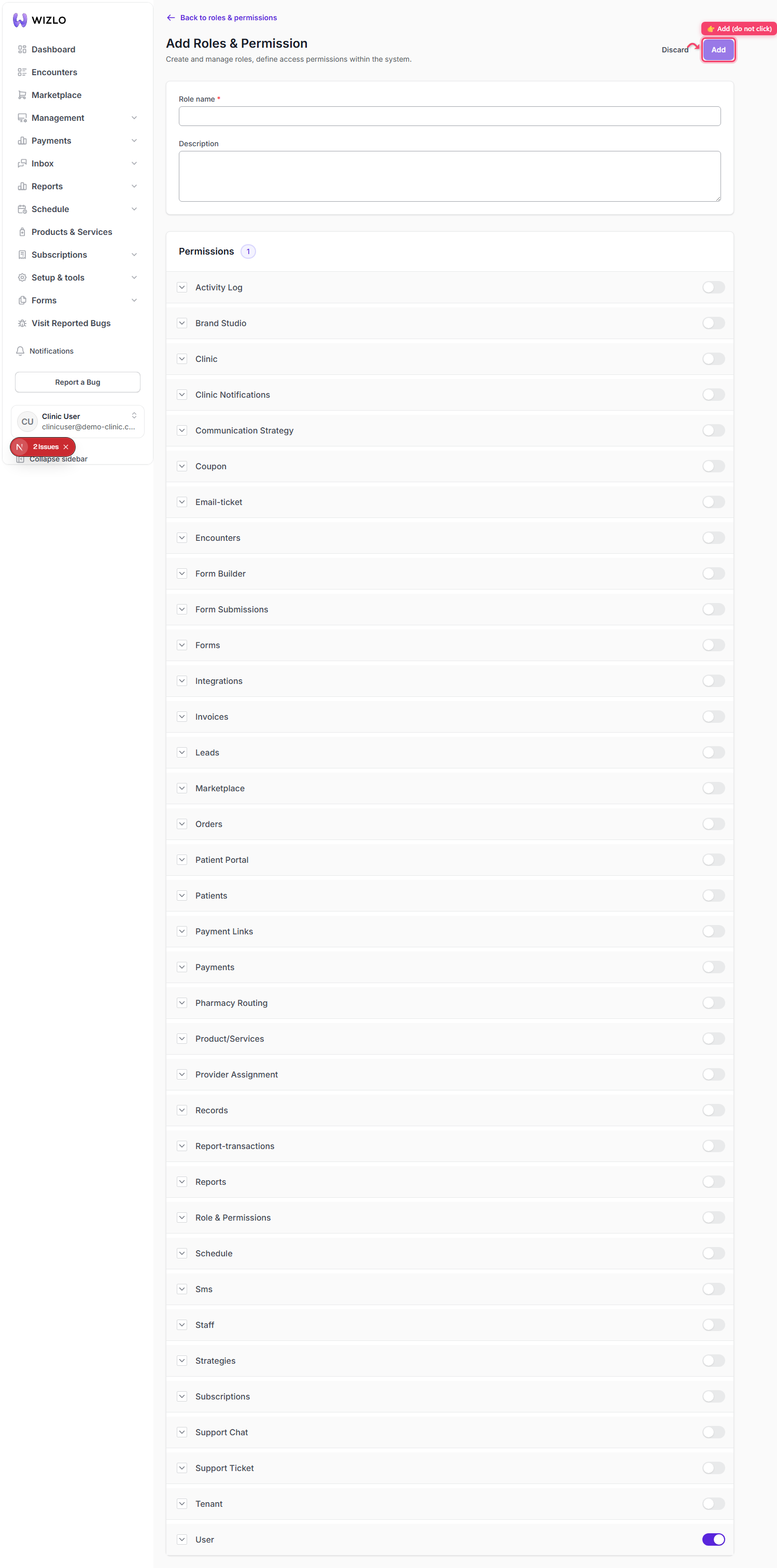 How do I create a new role? — Step 5: Click Add to save.
